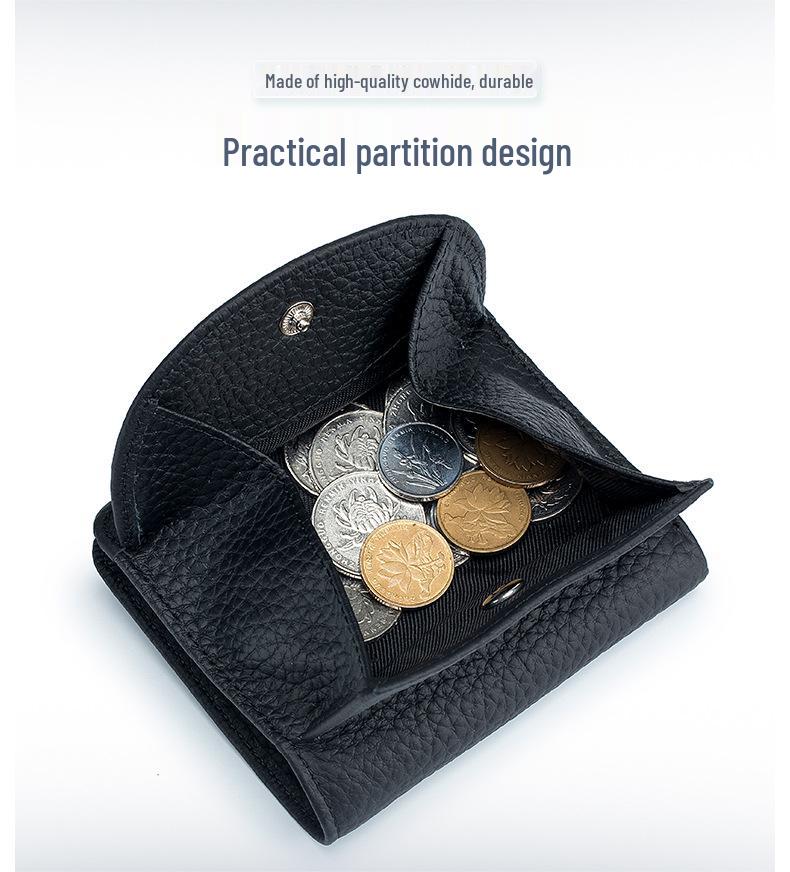 Mini portfel RFID ze skóry naturalnej w stylu japońskim - Ultracienki składany portfelik na monety dla kobiet