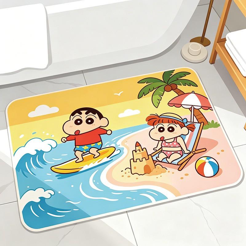 Cute Cartoon Shin-chan Diatomaceous Earth Floor Mat Bathroom Entryway Quick Dry Absorbent Doormat