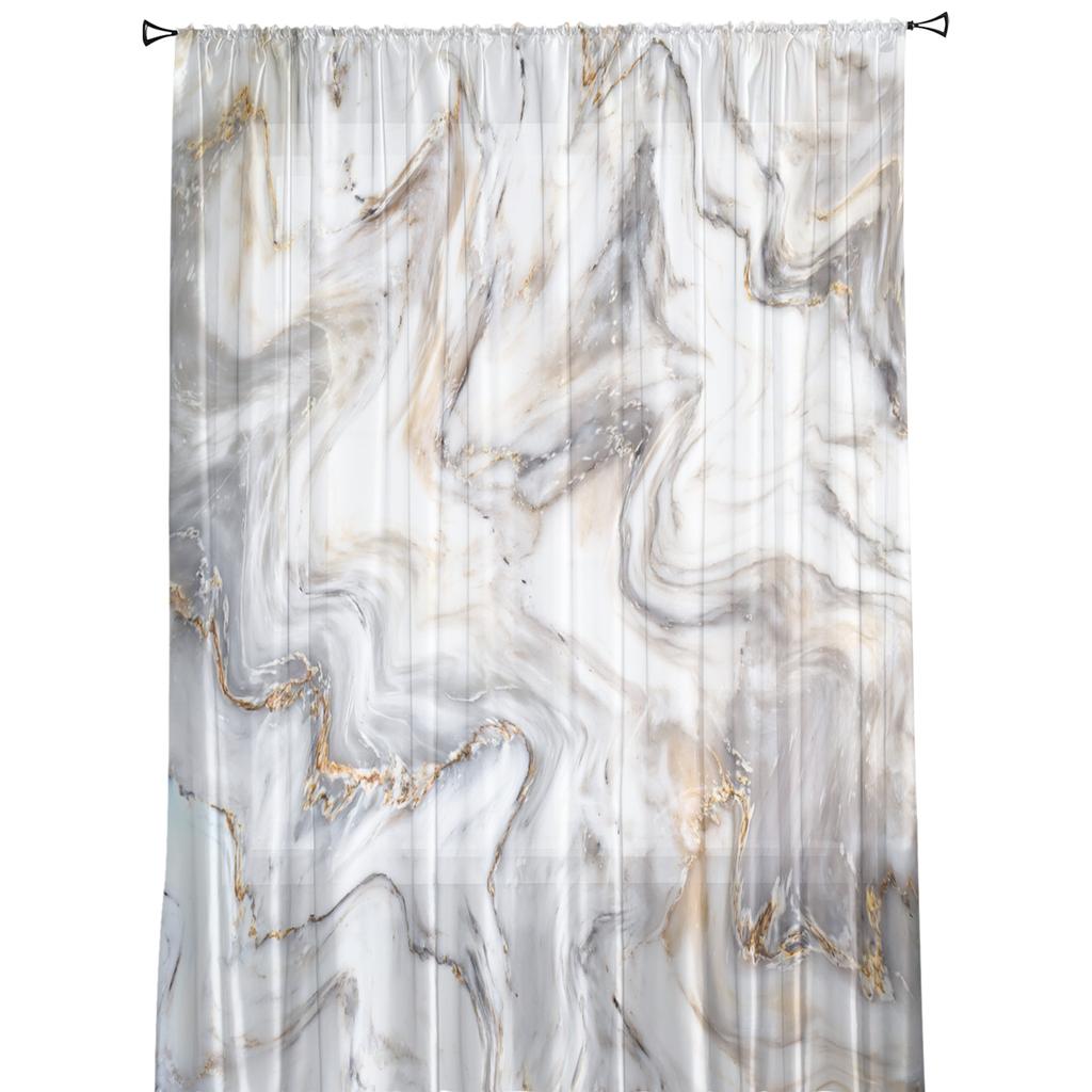 Abstract Marble Texture Modern Tulle Curtains For Living Room Bedroom Home Kitchen Window Sheer Curtains
