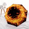 Flaming Circle Wall Decal - Fire Art Umbrella, Portable 3-Fold Umbrella for Men & Women,Halloween & Christ