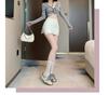 High-Waisted A-Line Short Skirt - Women's Spring Fashion with Anti-Exposure Style and Patchwork Design