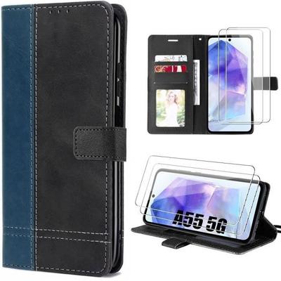 Protective Case - Booling - for Samsung Galaxy A55 5G - Shockproof - Two-Tone PU Leather - Card Pocket