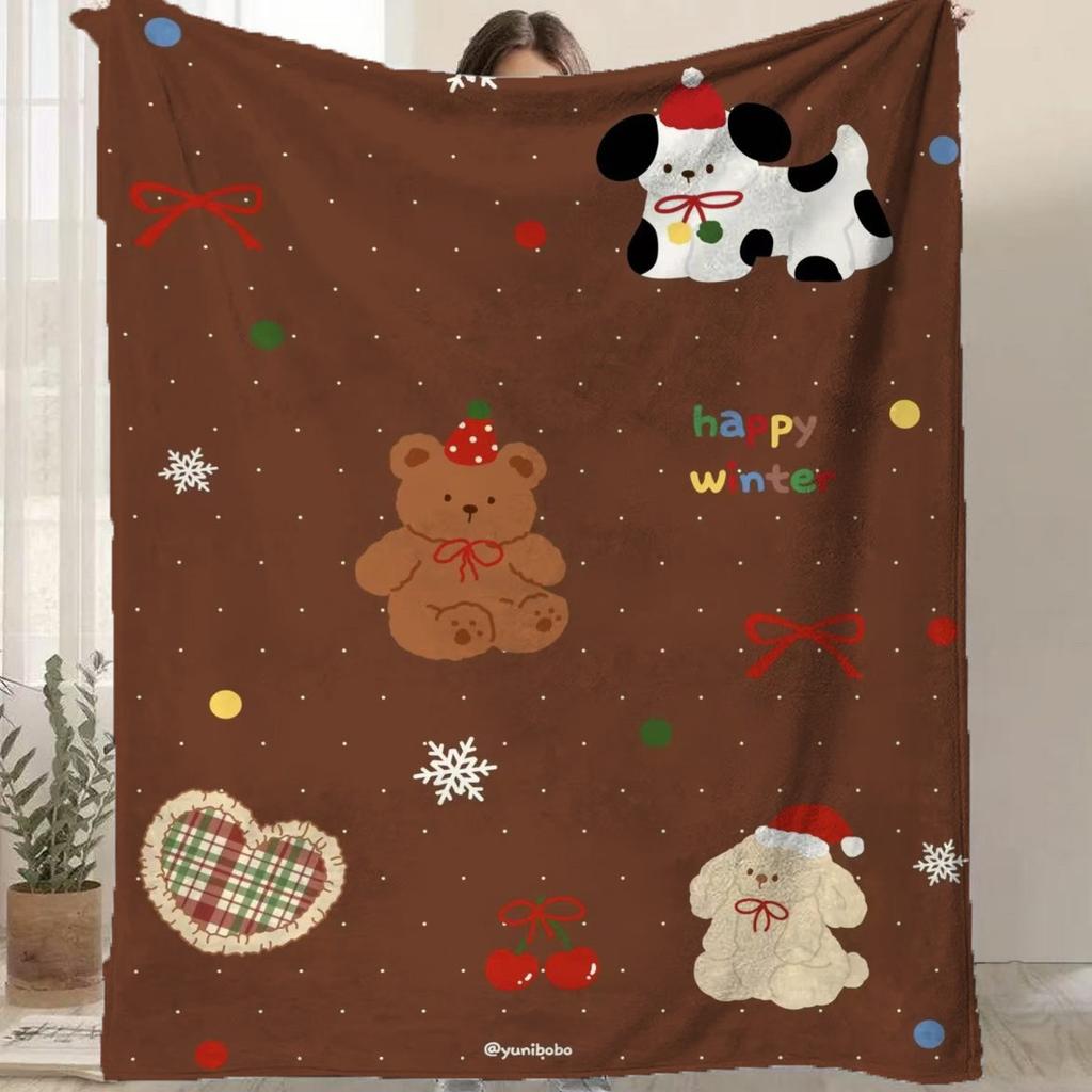 Cartoon Santa Claus Printed Blanket for Sofa Bed Travel Camping Living Room Office Conditioning Blanket for All Seasons Gifts