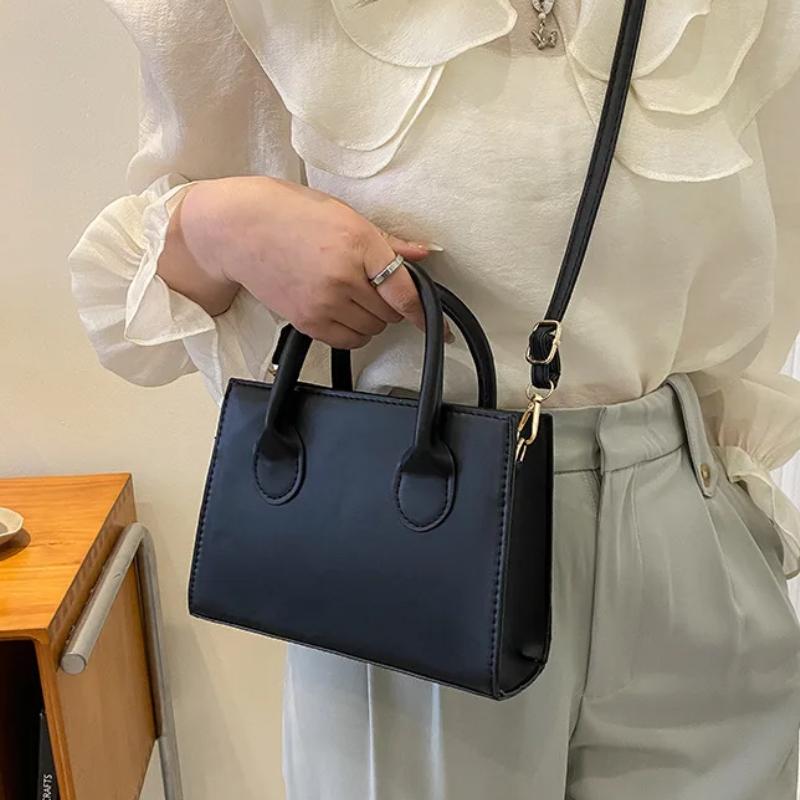 Minimalistische Schwarze Kleine Quadratische Tasche All-Match Handtasche mit Oberem Griff Klassische Umhängetasche für die Arbeit Damen Handtaschen Crossbody-Taschen