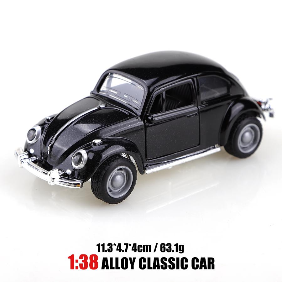 (Verpakt) 1:38 Klassieke Schattige Kever Legering Pull-Back Auto, Retro Stijl, 1:Schaal 38, Kinderspeelgoed black
