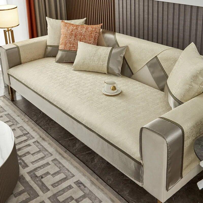 Light Luxury High Precision Jacquard Platinum Sofa Cushion Four Seasons Universal Living Room Anti Slip Sofa Cover