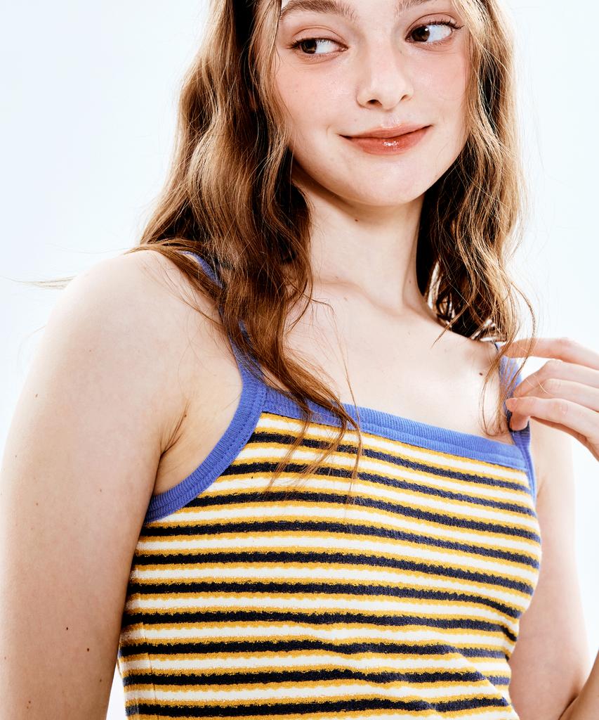 Soipeuyukaen Cotton Terry Stripe Sleeveless Top