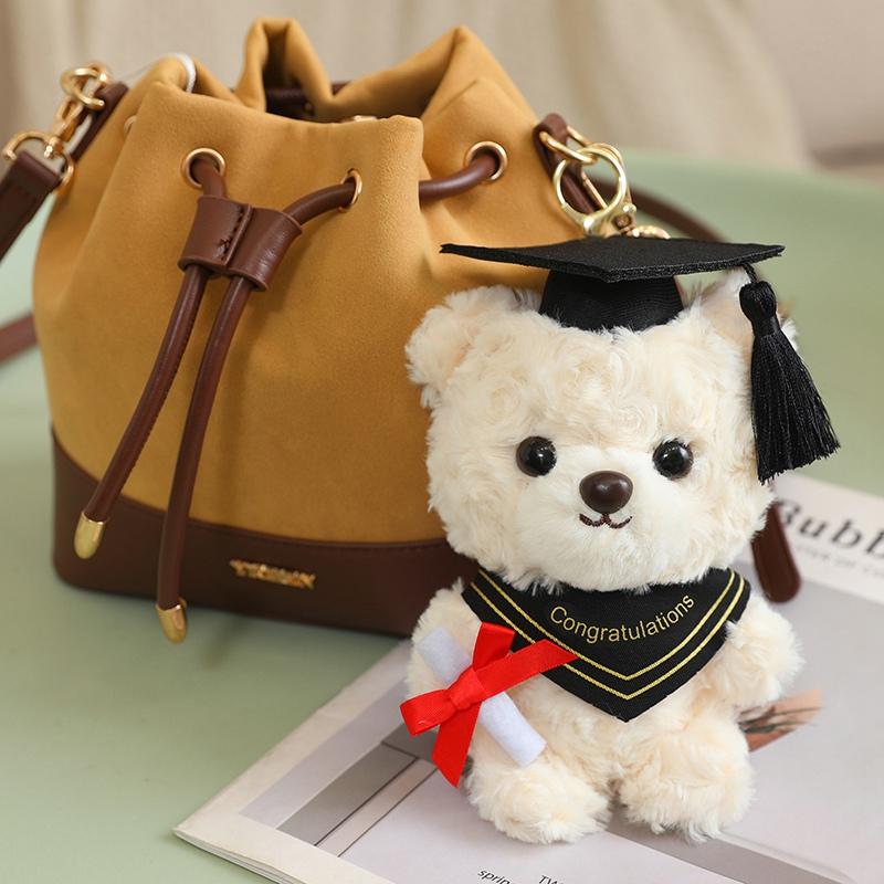 15cm Lovely Graduation Bear Plush Keychains Pendant Kawaii Doctor Bear Girls Backpack Phone Plush Keyring