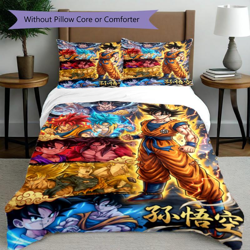 3pcs Duvet Cover Set (1*Duvet Cover + 2*Pillowcase, Without Core), Dragon Ball Print Bedding Set, Bedroom Decor, All‑Season, Gift