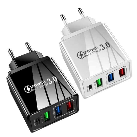 Multi Port PD Charger with 3 USB Ports Type C Compact Travel Charger Fast Charging Adapter