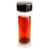 Handun 400ml Double-Layer High Borosilicate Glass Cup with Wood Grain and Tempered Bottom