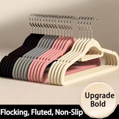 10 Stück Beflockter Kleiderbügel für Zuhause Rutschfeste Samt-Kleiderbügel Eleganter Mantel-Kleiderbügel Starke Langlebige Gestelle Kleiderbügel