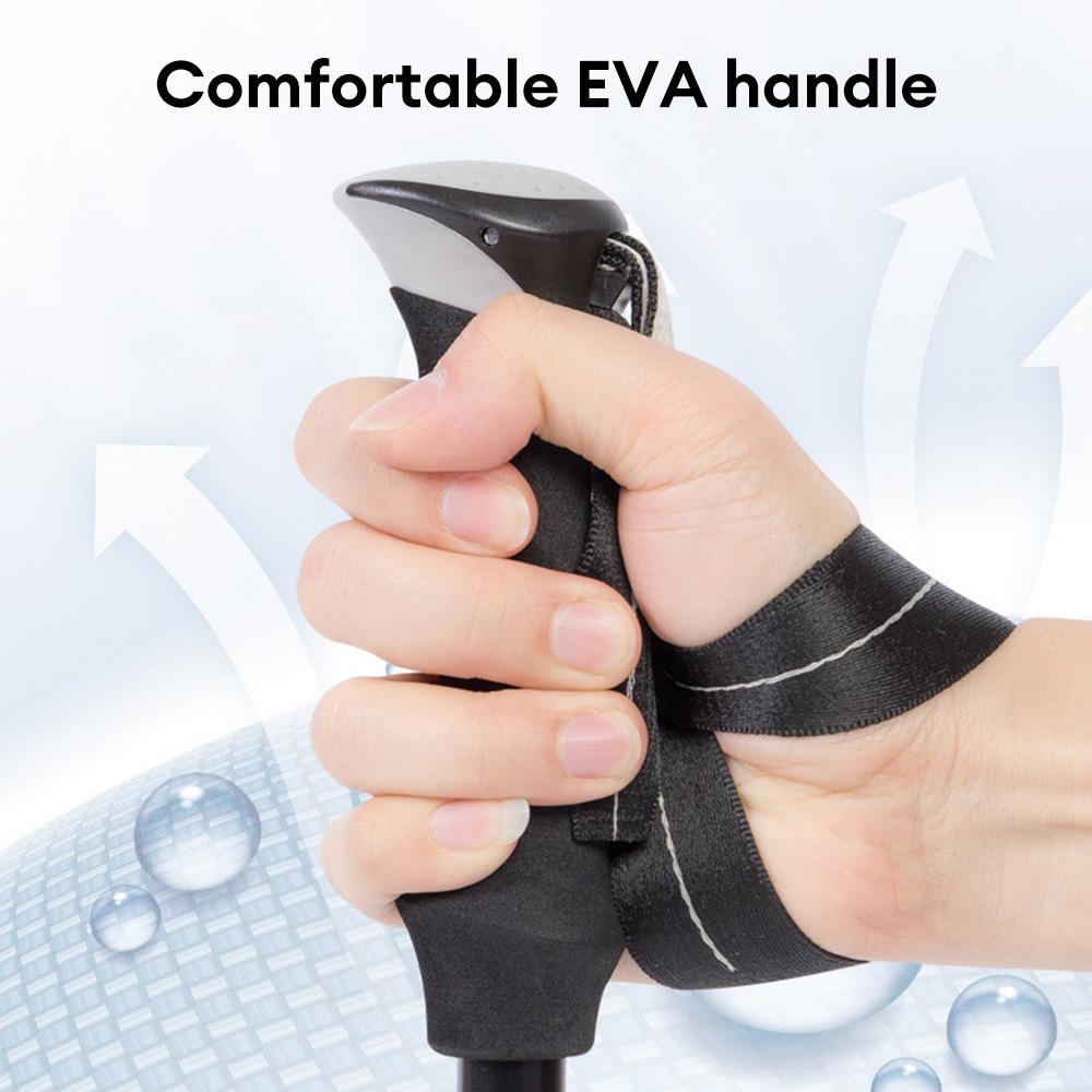 מקל טרקים מתקפל 5 חלקים סגסוגת אלומיניום מקל הליכה מקל טיפוס חיצוני קני הליכה לקשישים עם תיק אחסון