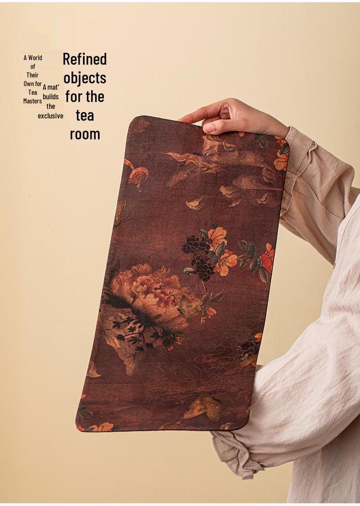 Xiangyunsha Double-Sided Waterproof Zen Tea Mat - High-End Chinese Style Dry Brew Tray Cloth