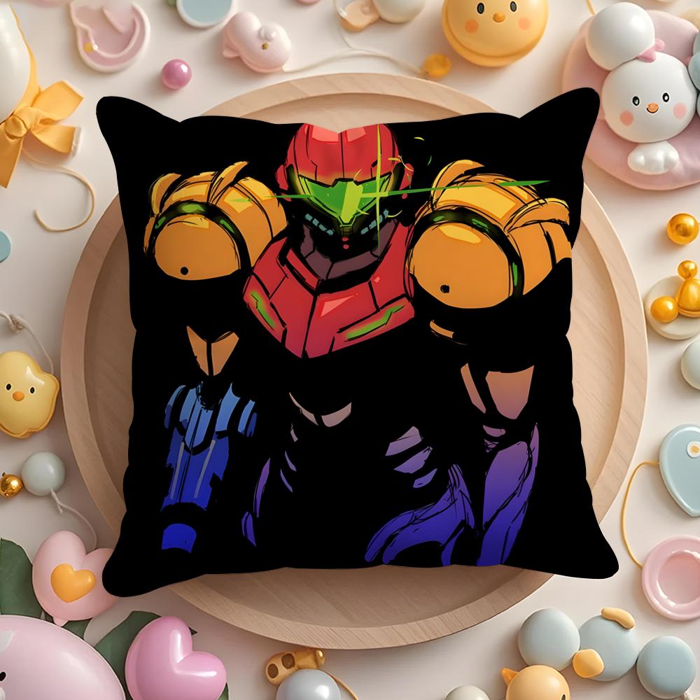 M-Metroid Anime Cushion Cover Home & Car Multi-Scene Pillow Cover - Reversible, Soft & Durable for Daily Use