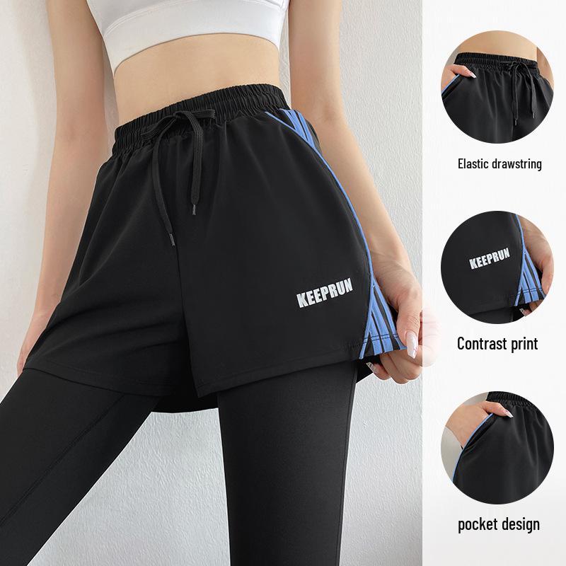 

Женские брюки для йоги с высокой талией и эффектом подтяжки ягодиц - Дышащие спортивные леггинсы-двойка для бега и тренировок Large синий