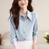 Women's Fashionable Purple Satin Long-Sleeve Shirt for Early Spring - Chic & Stylish OL Commute Wear.