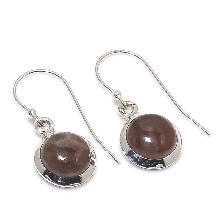 Natural Fossil Coral Gemstone 925 Solid Sterling Silver Gift Earring 1.25" f1q47