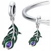 Charms Peacock Eye Feather Bird Pendant Bead Charms Pr 925 S925