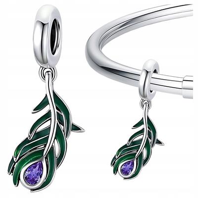 Charms Peacock Eye Feather Bird Pendant Bead Charms Pr 925 S925