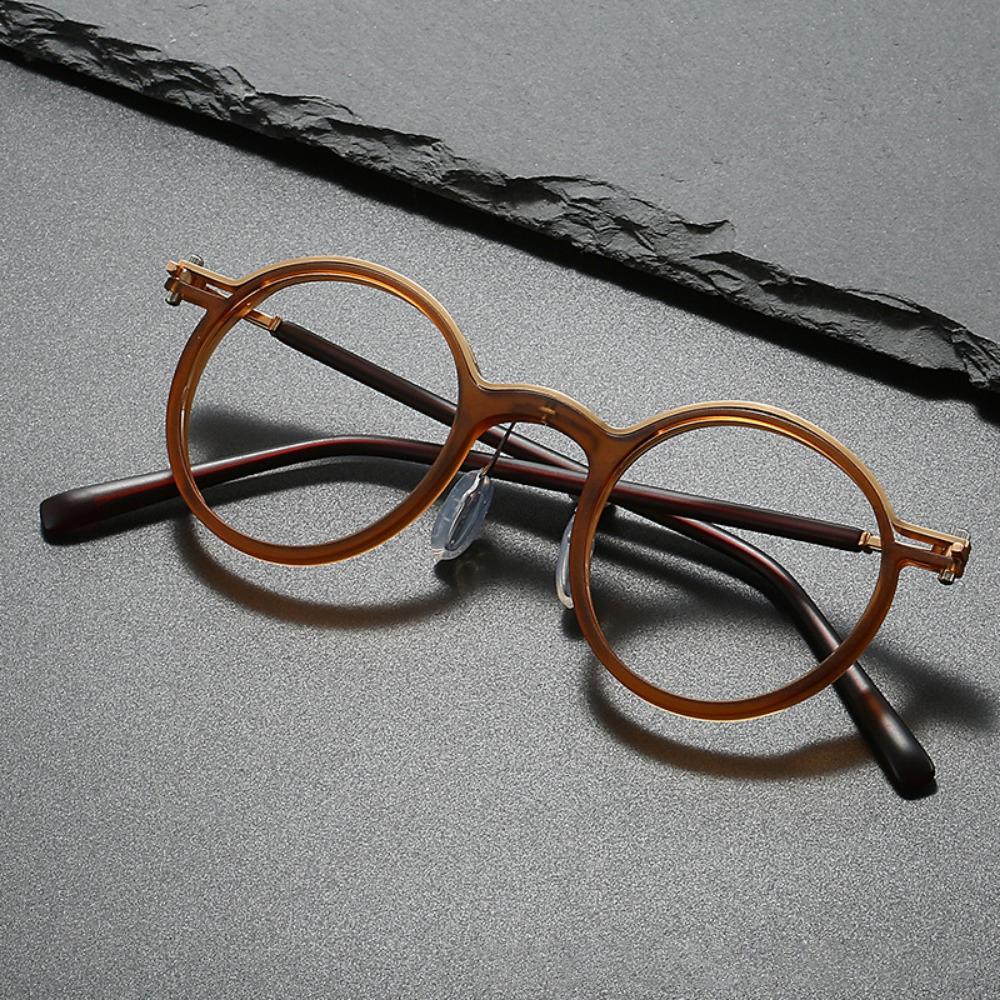 Retro Luxury Round Frame Metal PC Glasses Ultralight Unisex Fashion Eyewear Brand Design