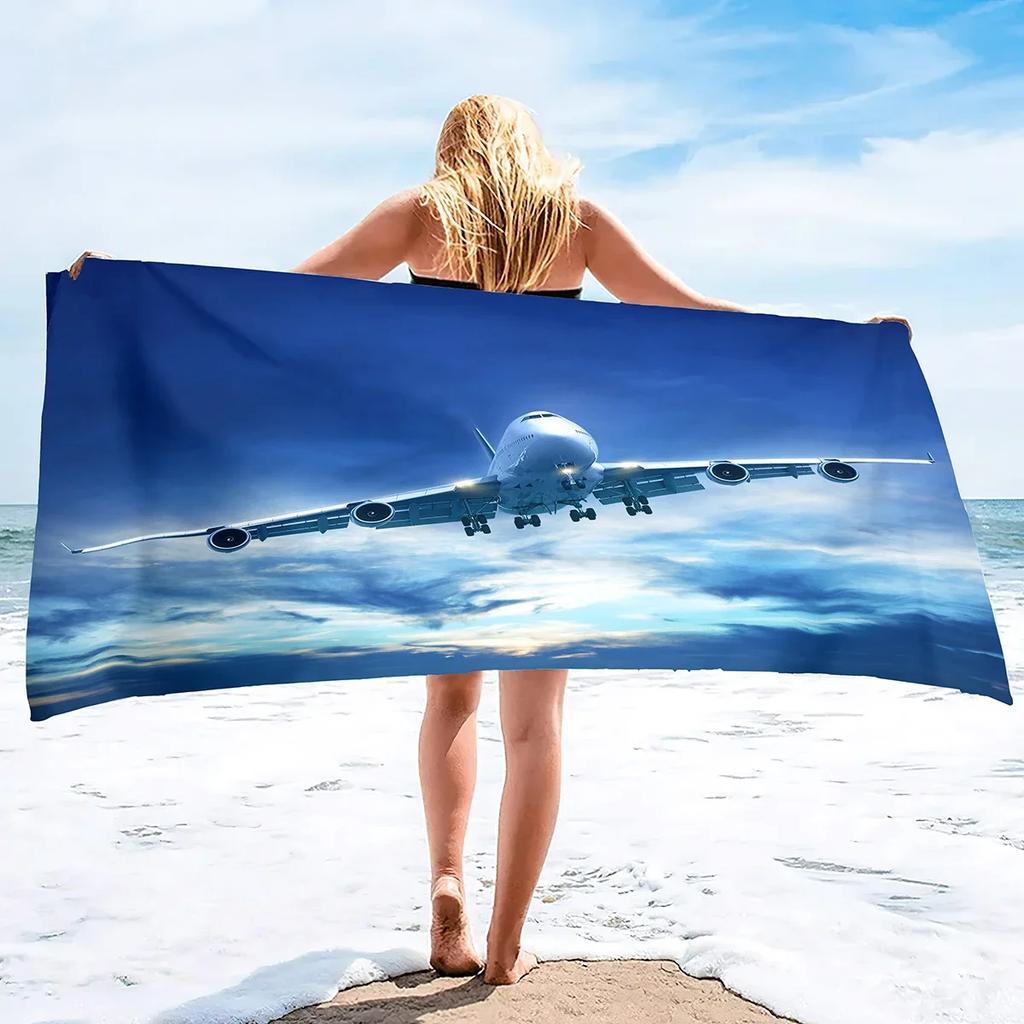 Aereo Stampato Leggero Sottile Asciugamano da Spiaggia Sovradimensionato Extra Large Asciugamani Senza Sabbia Asciugatura Rapida Viaggio Campeggio Accessori da Spiaggia
