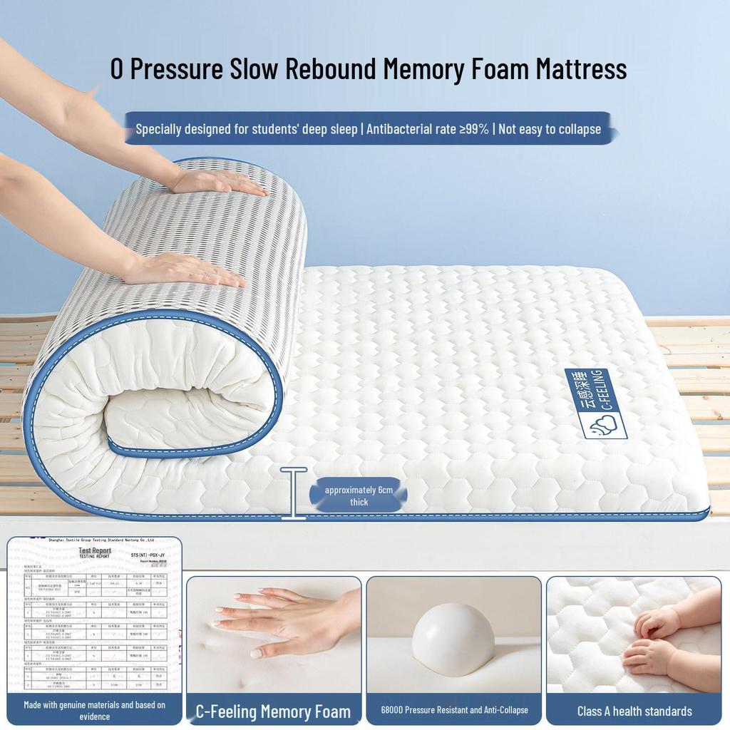 Soft Memory Foam Mattress Topper for Students - Single 90x190, Ideal for Dorms & Boarding