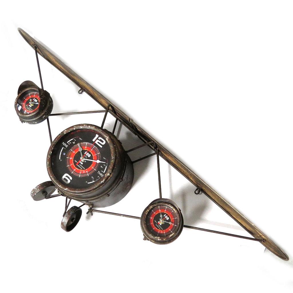 Les Trésors De Lily [N8630] - Pendule vintage 'Aéroplane' marron - 124x44x22 cm