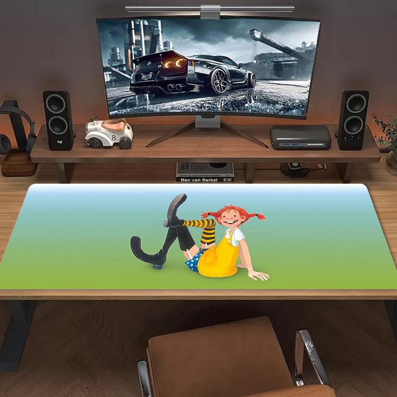 Pippi Longstocking Large Size Mouse Pad Large Gaming Table Cushion Non-slip Laptop Tablet Big Mousepad XXL Mat Mini PC Playmat With Lock Edge