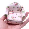 Miniature Flower Print Sofa Figurine For Doll House Wood Single Couch Furniture for Adult and Kids Collectible Project