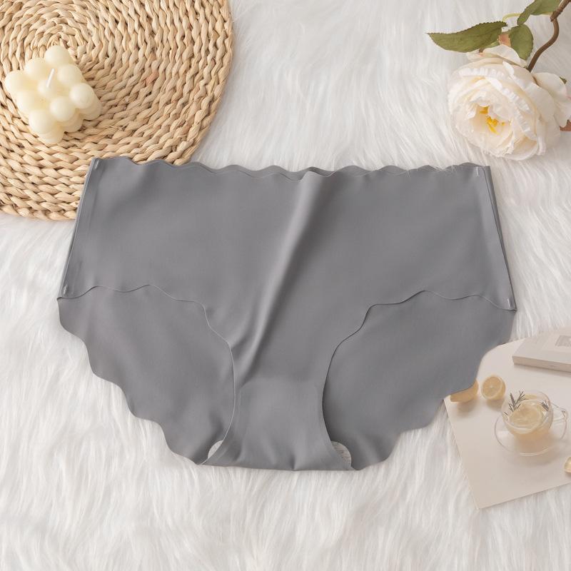Women Seamless Solid Color Thin Breathable Quick Dry Low Waist Panties With Cotton Crotch
