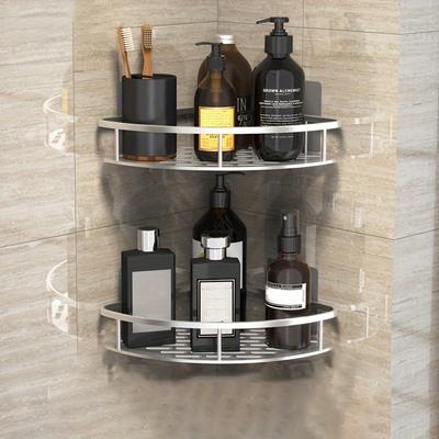 Rack de armazenamento para banheiro, sem broca, montagem na parede, prateleira de canto, suporte de chuveiro para wc, shampoo, organizador, acessórios de banheiro