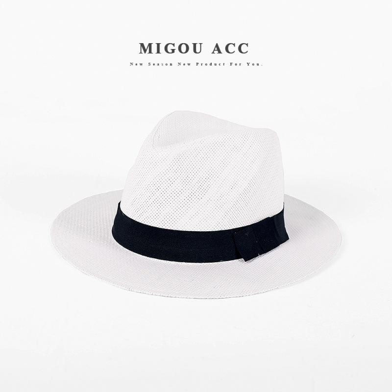 Panama straw hat summer men's tide travel vacation beach hat sun protection men's sun hat gentleman's top hat