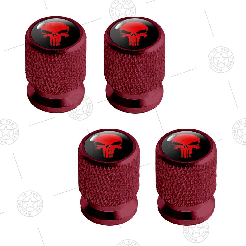 4pcs Skull Logo Car Wheel Tire Valve Caps Air Stem Aluminum Accessories For Jeep Wrangler Gladiator Renegade Ford F-150 Ranger LVCZN1