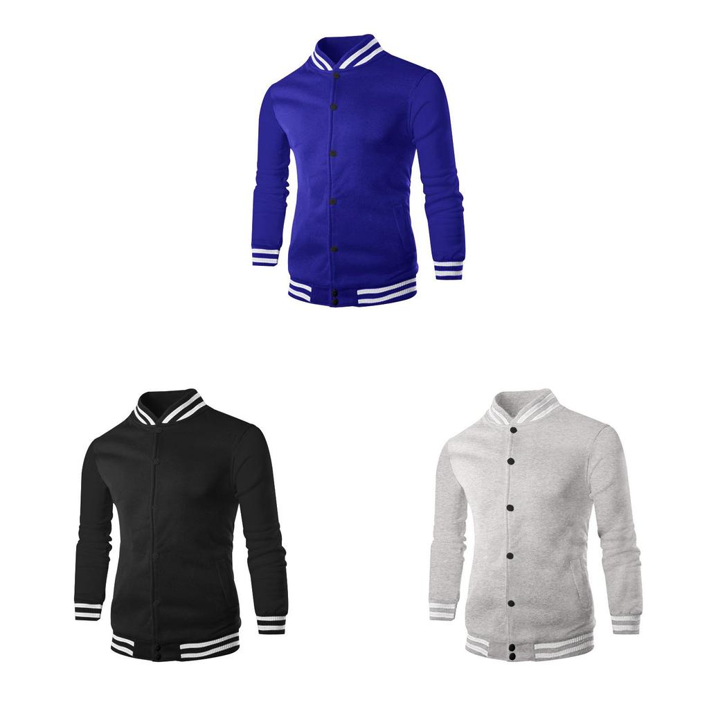 Mens Fall Winter Fleece Casual Bomber Jacket With Stand Collar For Urban Style Men