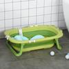 Baignoire Bébé Pliable, 0-3 Ans, Coussin Bleu, Pieds Antidérapants, 80x53.9x20.8 cm, Vert