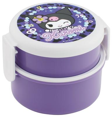Round Lunch 500ml Two with Made In Sanrio Kuromi School Box, Capacity, Tiers, Fork, Japan, Design, ONWR1-A