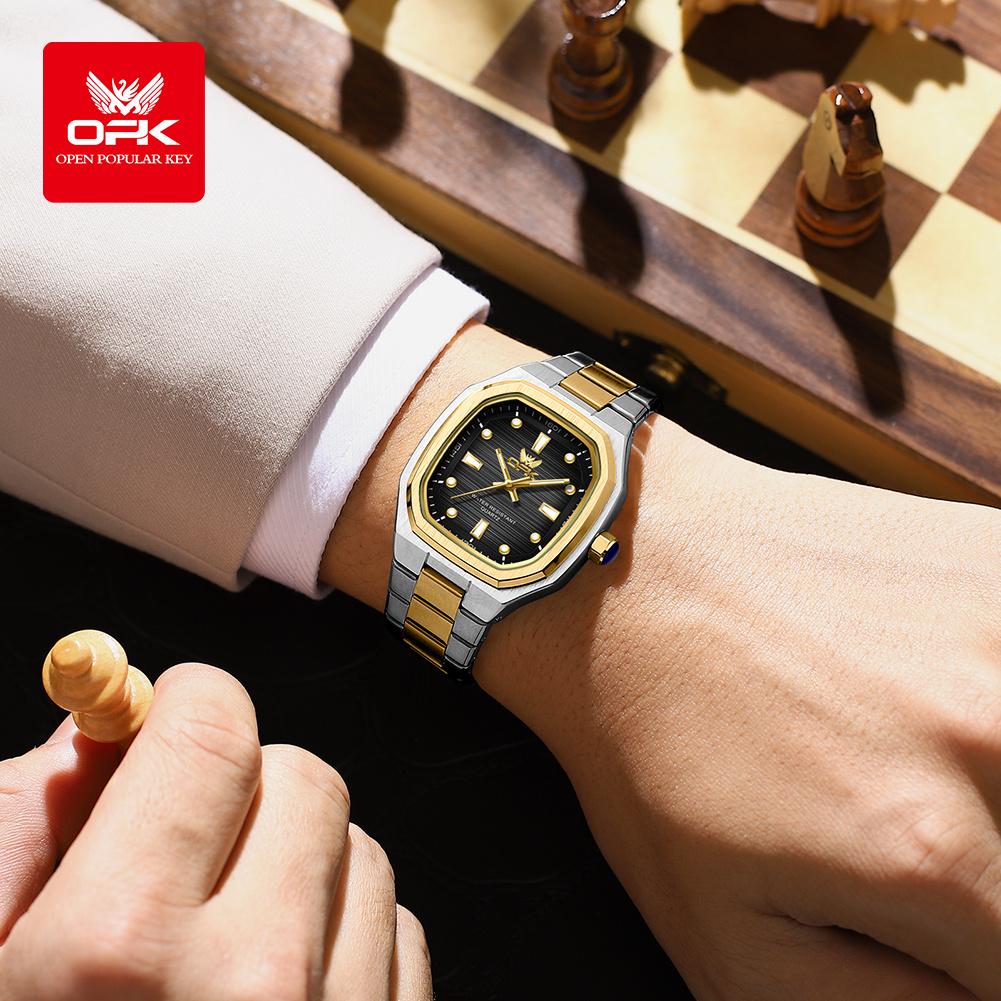 Mens Classic Analog Watch Octagon Square Case Quartz Movement Waterproof Luminous Wrist Watches