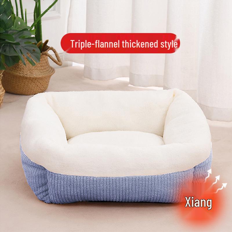 

Универсальное кошачье гнездо «Четыре сезона»: Теплая, полузакрытая подушка и кровать для домашних животных для кошек и маленьких собак Deep Sleep Nest [Blue]