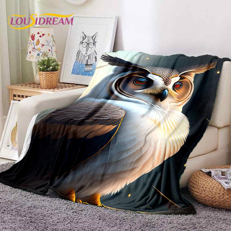 3D Cute Owl Eagle Birds Cartoon HD Soft Flannel Blankets,Throw Blanket Comfortable Blanket for Picnic Beds Home Bedroom Kid Gift