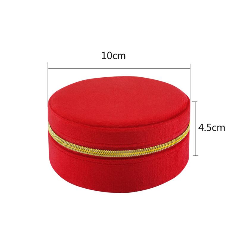 

Высококачественная цветная бархатная круглая шкатулка для хранения ювелирных изделий, колец, серег, мелких аксессуаров и удобный реквизит для хранения ювелирных изделий 1PC красный