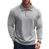 Men's Spring and Autumn Lapel Solid Color Casual Base American Retro Heavy Shoulder Long Sleeve Polo POLO Shirt Men's