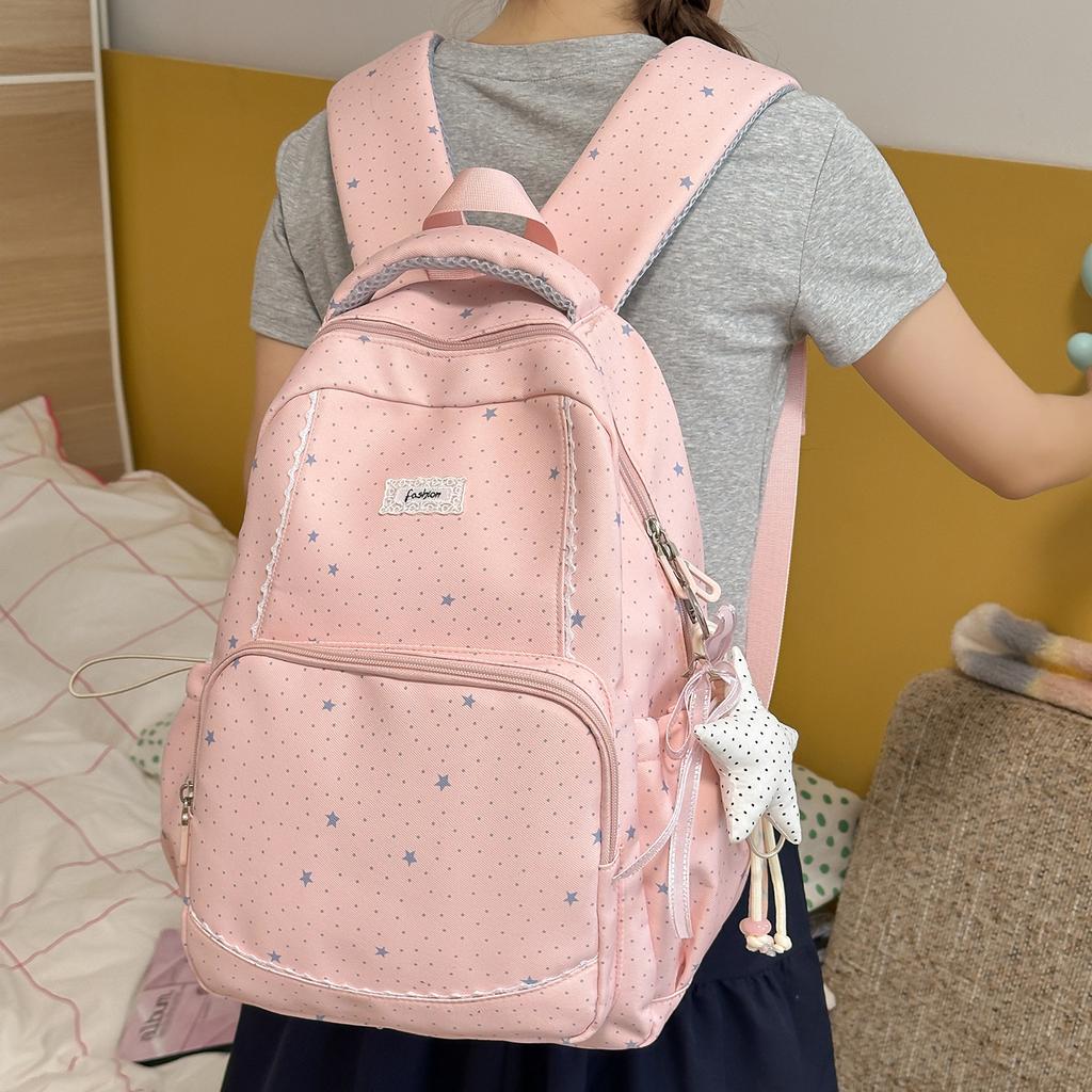 Schoolbag cloud lemon ice blue hollow lace girl heart backpack student party pure gentleness class travel small backpack