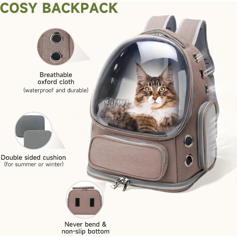Cat Backpack Carrier, Breathable Large Space Bubble Pet Backpack for Kitty Small Dog Up To 15lbs, Transparent Pet Carrier