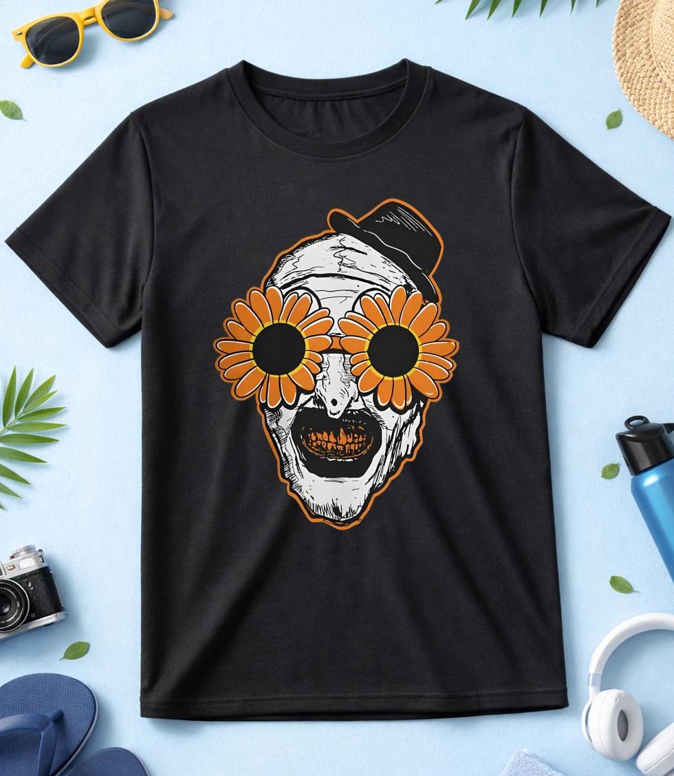 Terrifier 2 Horror Movie T-Shirt: Sunflower Clown Art H616 L