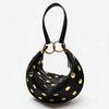 Vintage Gold Studs Decor Crescent Hobo Bag Pu Leather Multi-Way Shoulder Crossbody Handbag Retro Brown Zipper Underarm Bag for