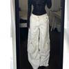 Women's High Waist Cargo Jeans Loose Streetwear Wide Leg Jeans 2025 Winter Vintage White Slight Stretch Wrinkle Resistant Floor-Length Denim Trousers
