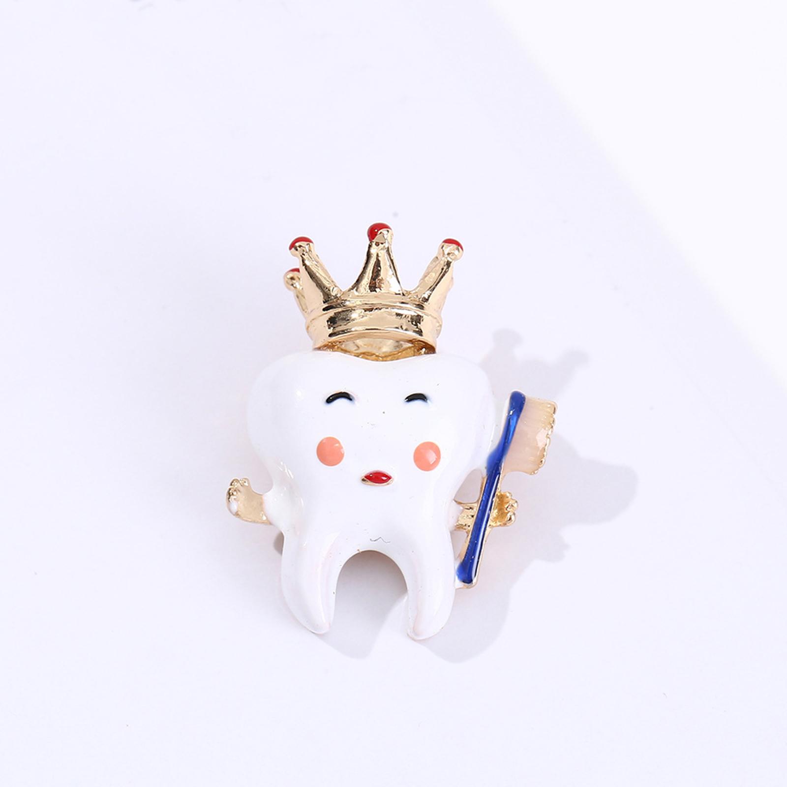 

Enamel Teeth Pin for Women Unisex Rhinestone Cartoon Tooth Brooch Event Party Backpack Decoration Clothes Accessories