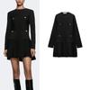 Spring New Arrival Women's Clothing Fashion Style Round Neck Long Sleeves Button Decoration Wide Pleated Knitting Short Dress 3859126
