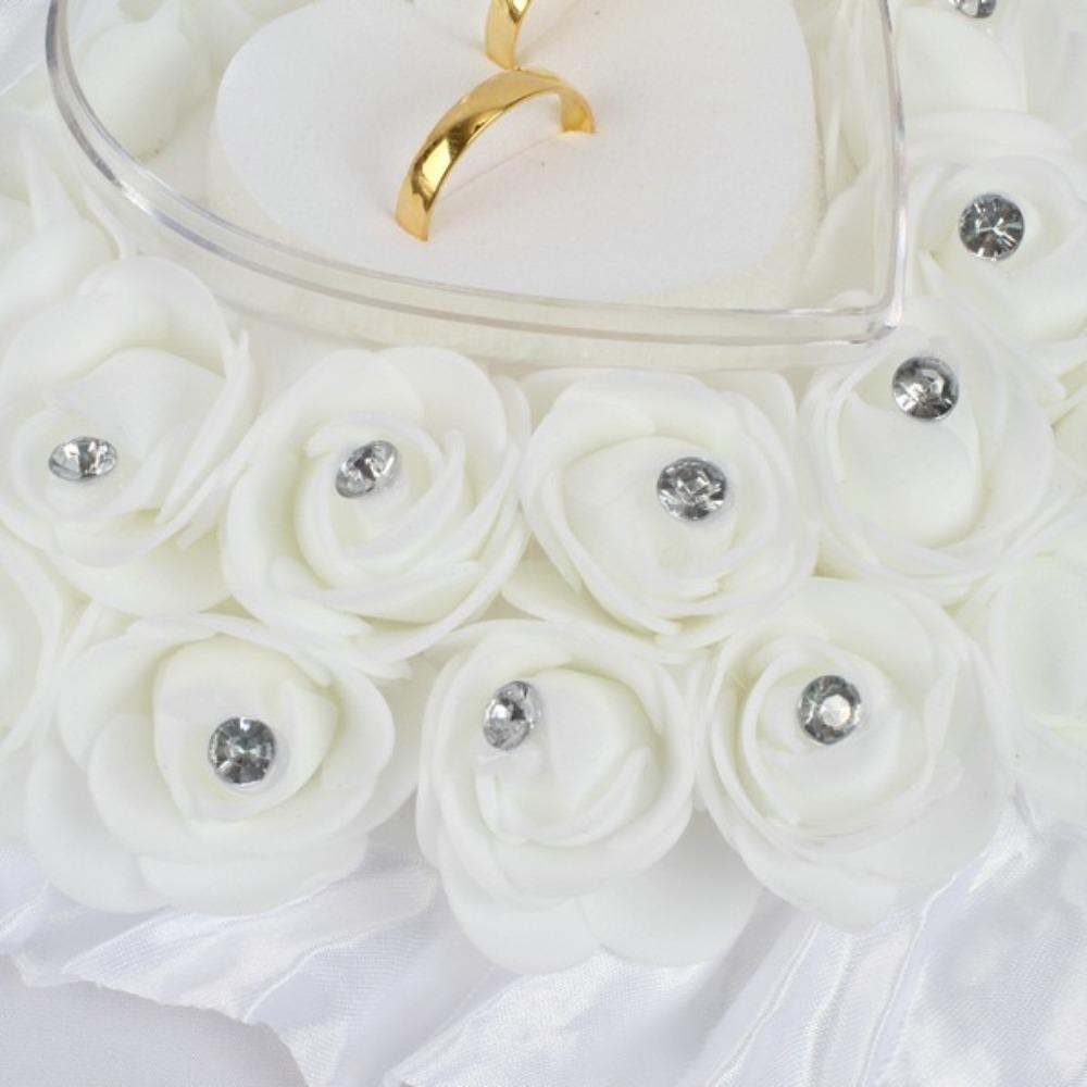 Transparent Box Heart Ring Pillow Romantic Jewelry Case Ring Holder  Valentine's Day Favors